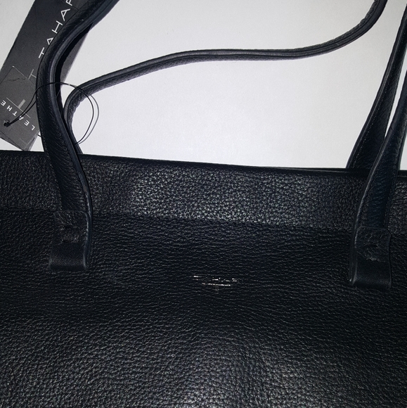 NWT Tahari Sienna Leather Tote Bag Black - Picture 7 of 14
